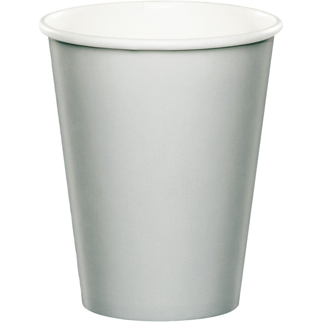 Party Central Hot and Cold Disposable Paper Drinking Party Tumbler Cups - 9oz. - Shimmering Silver - Club Pack of 240